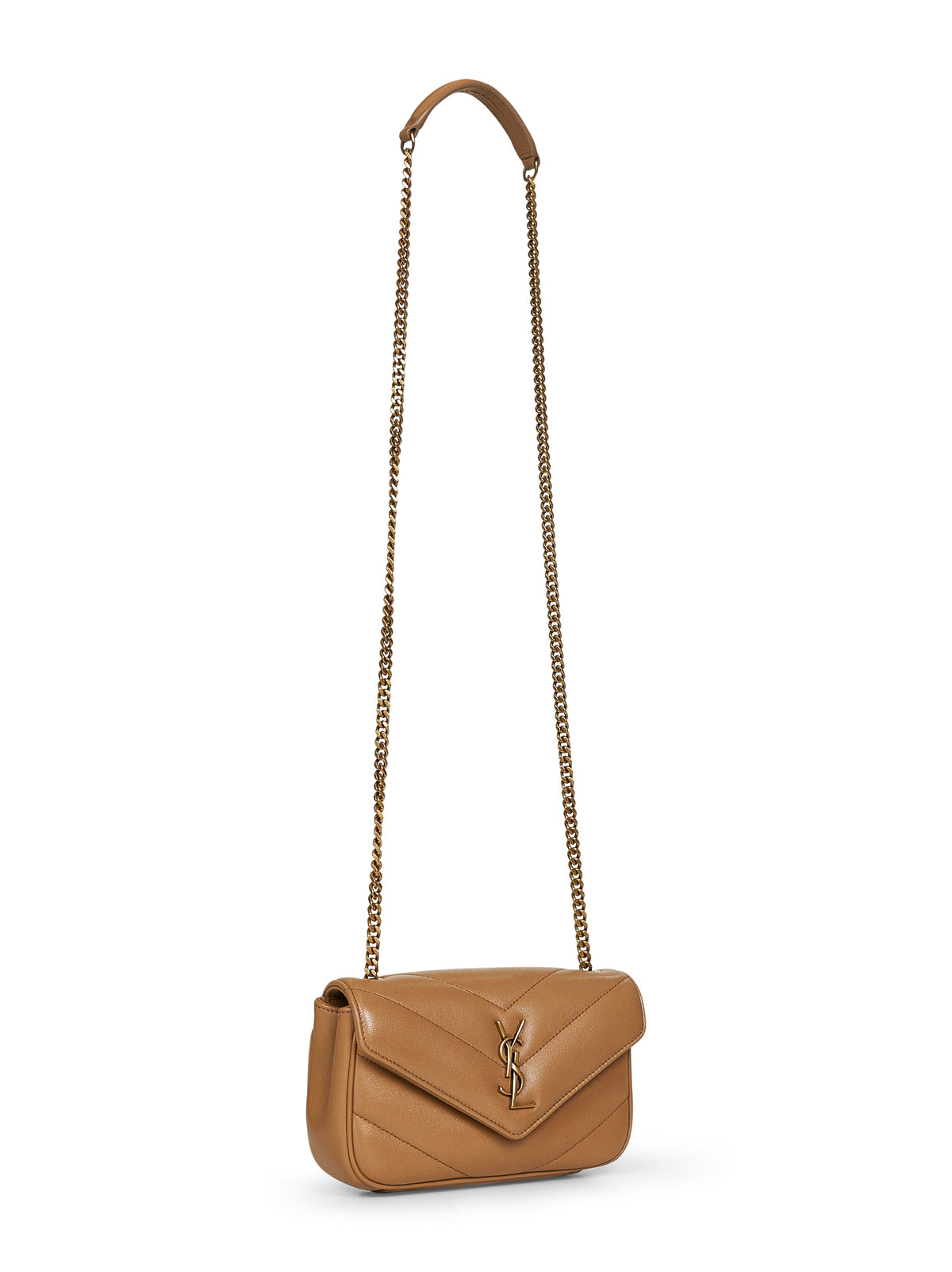 Saint Laurent Women Beige Loulou Mini Crossbody Bag