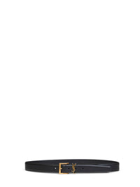 Saint Laurent Men Black Smooth Leather Cassandre Vadim Belt