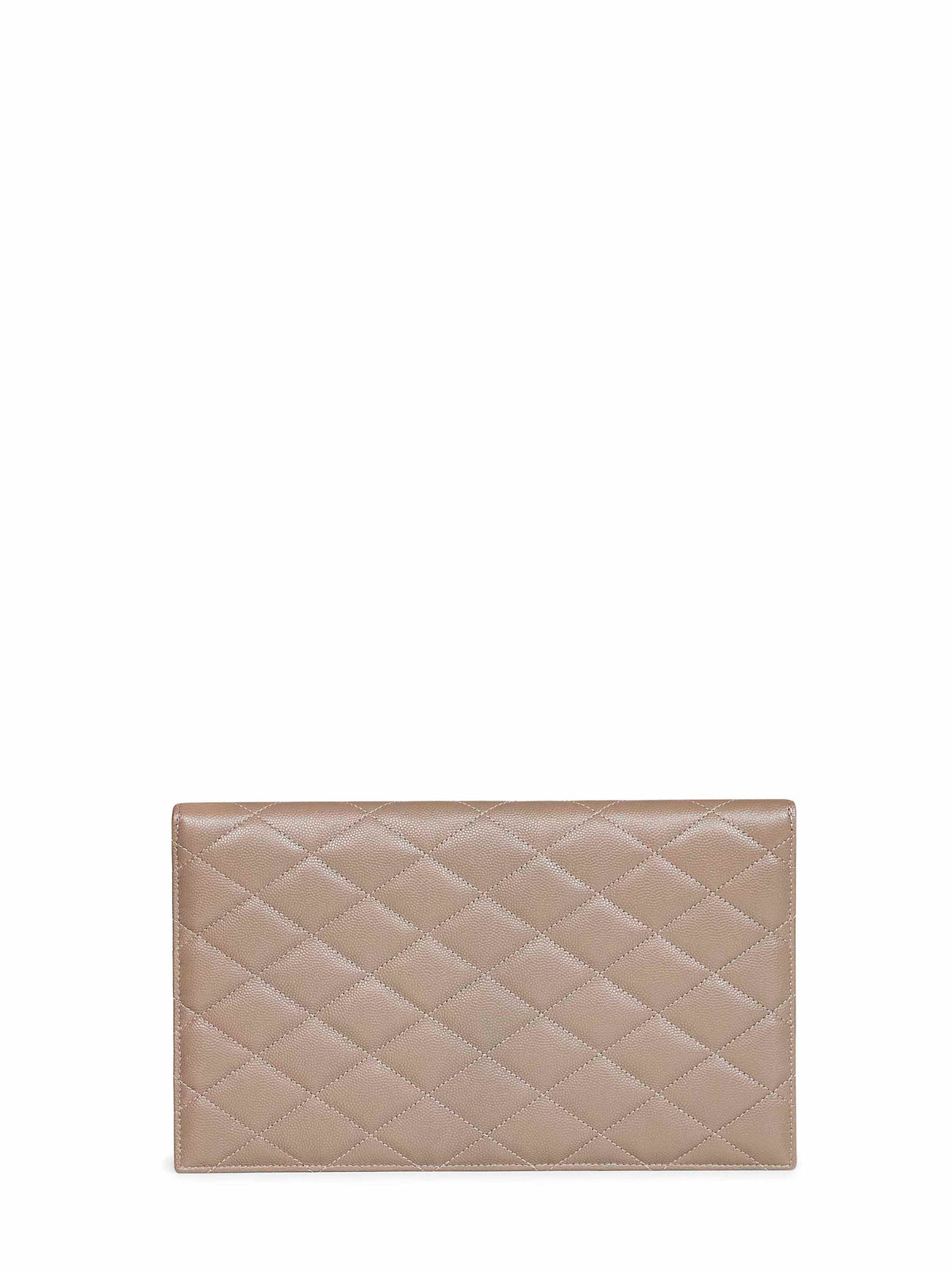 Saint Laurent Women Taupe Beige Paris Clutch In Grain De Poudre Embossed Leather<Br/>