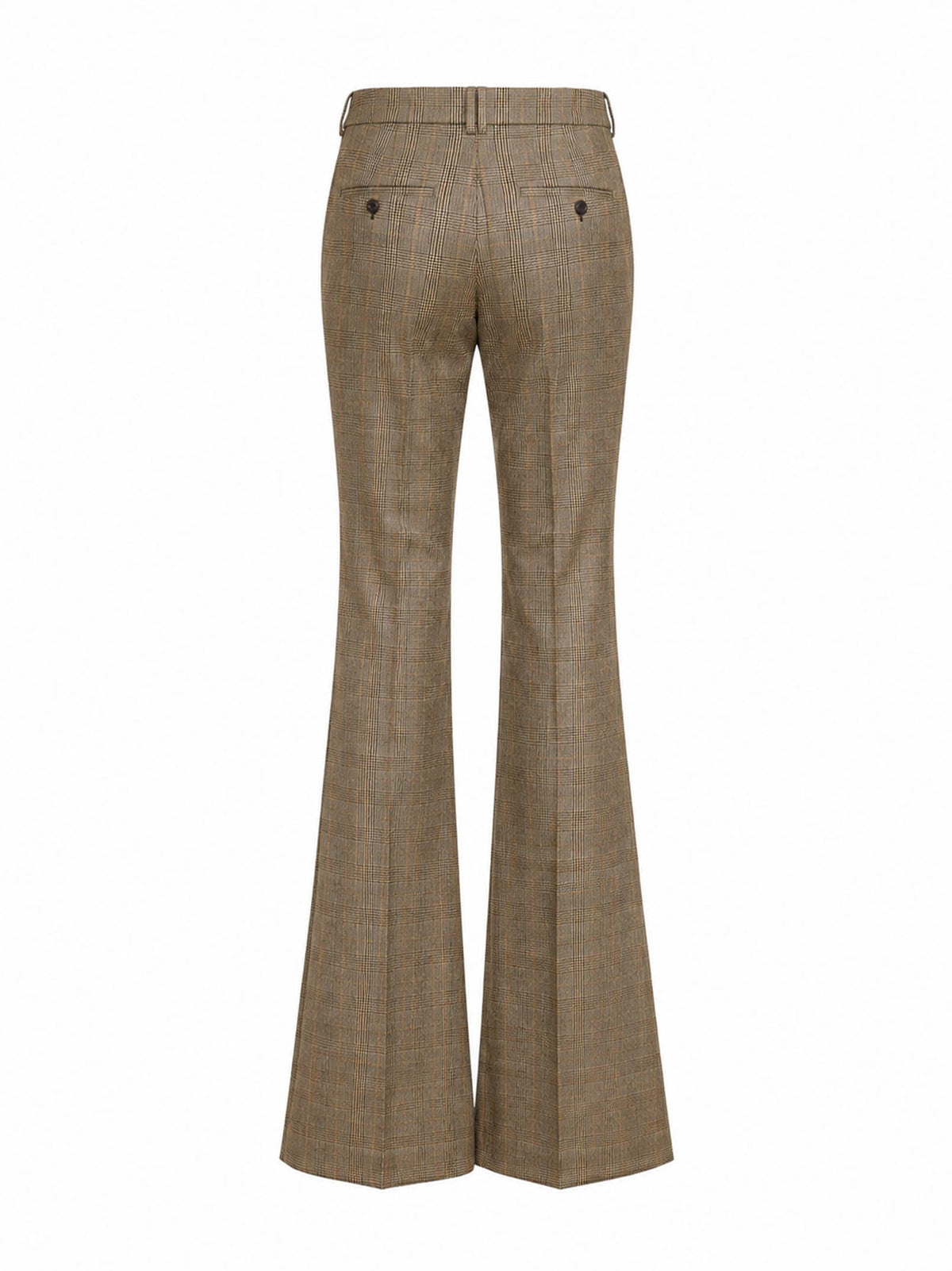 Saint Laurent Women Beige Checked Flared Trousers
