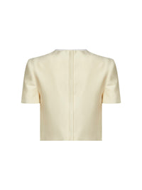 Self Portrait Women Yellow Taffeta Cropped Top With Bow Detail