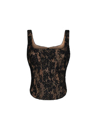 Self Portrait Women Black Lace Corset Top