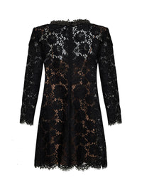 Self Portrait Women Black Lace Long-Sleeved Mini Dress