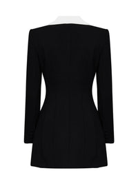 Self Portrait Women Black Wool Tailored Blazer-Style Mini Dress