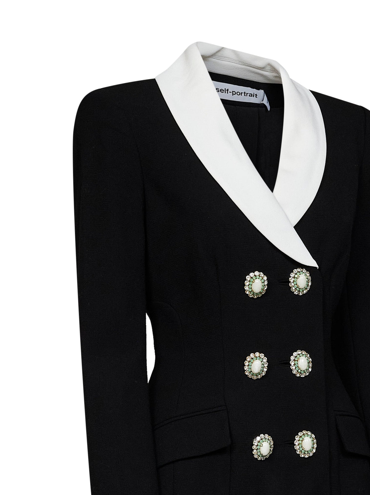 Self Portrait Women Black Wool Tailored Blazer-Style Mini Dress