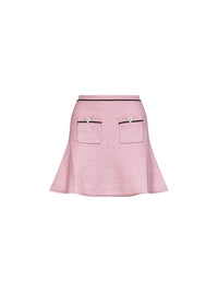Self Portrait Women Pink Sequin Knit Flared Mini Skirt