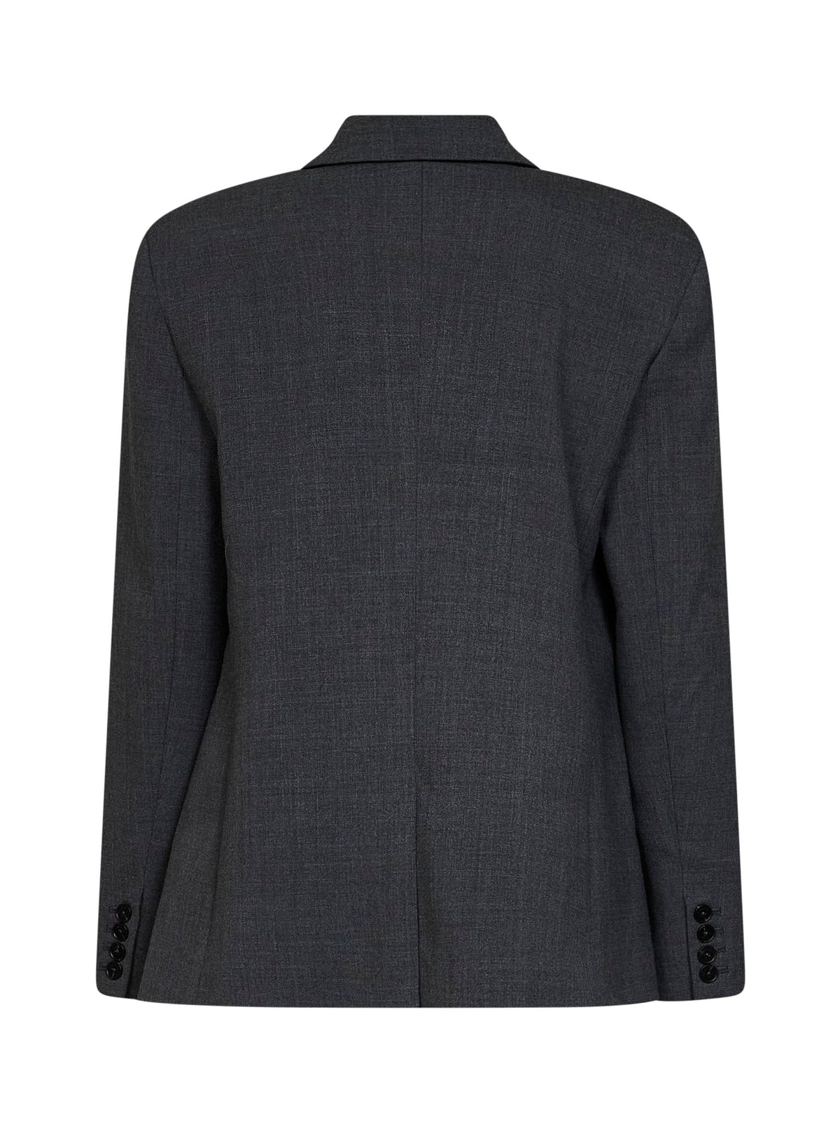 Self Portrait Women Grey Stretch Wool-Blend Double-Breasted Flower Blazer