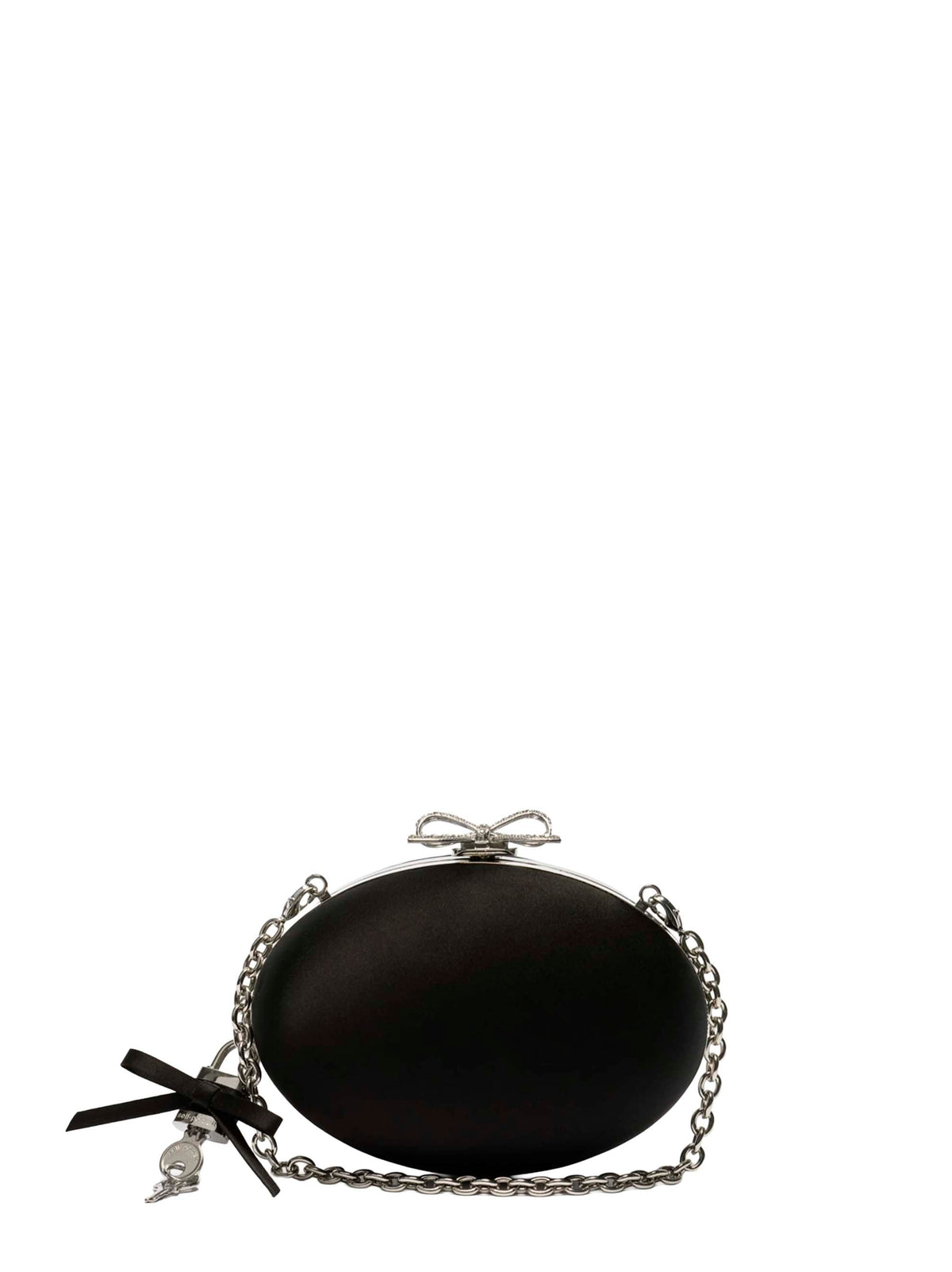 Self Portrait Women Black Oval Clutch With Short Shoulder Strap