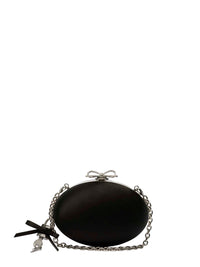 Self Portrait Women Black Oval Clutch With Short Shoulder Strap