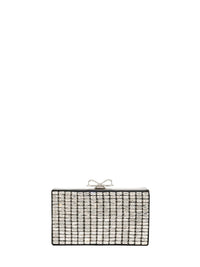 Self Portrait Women Black Crystal-Embellished Clutch Bag With Shoulder Strap