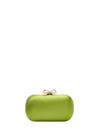 Self Portrait Women Green Clutch With Shoulder Strap And Crystal Bow