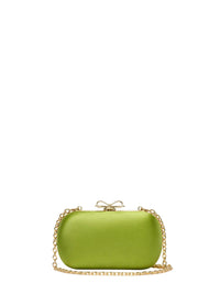 Self Portrait Women Green Clutch With Shoulder Strap And Crystal Bow