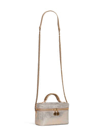 Stella Mccartney Women Gold Metallic-Finish Mini Falabella Vanity Bag<Br/>