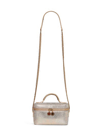 Stella Mccartney Women Gold Metallic-Finish Mini Falabella Vanity Bag<Br/>