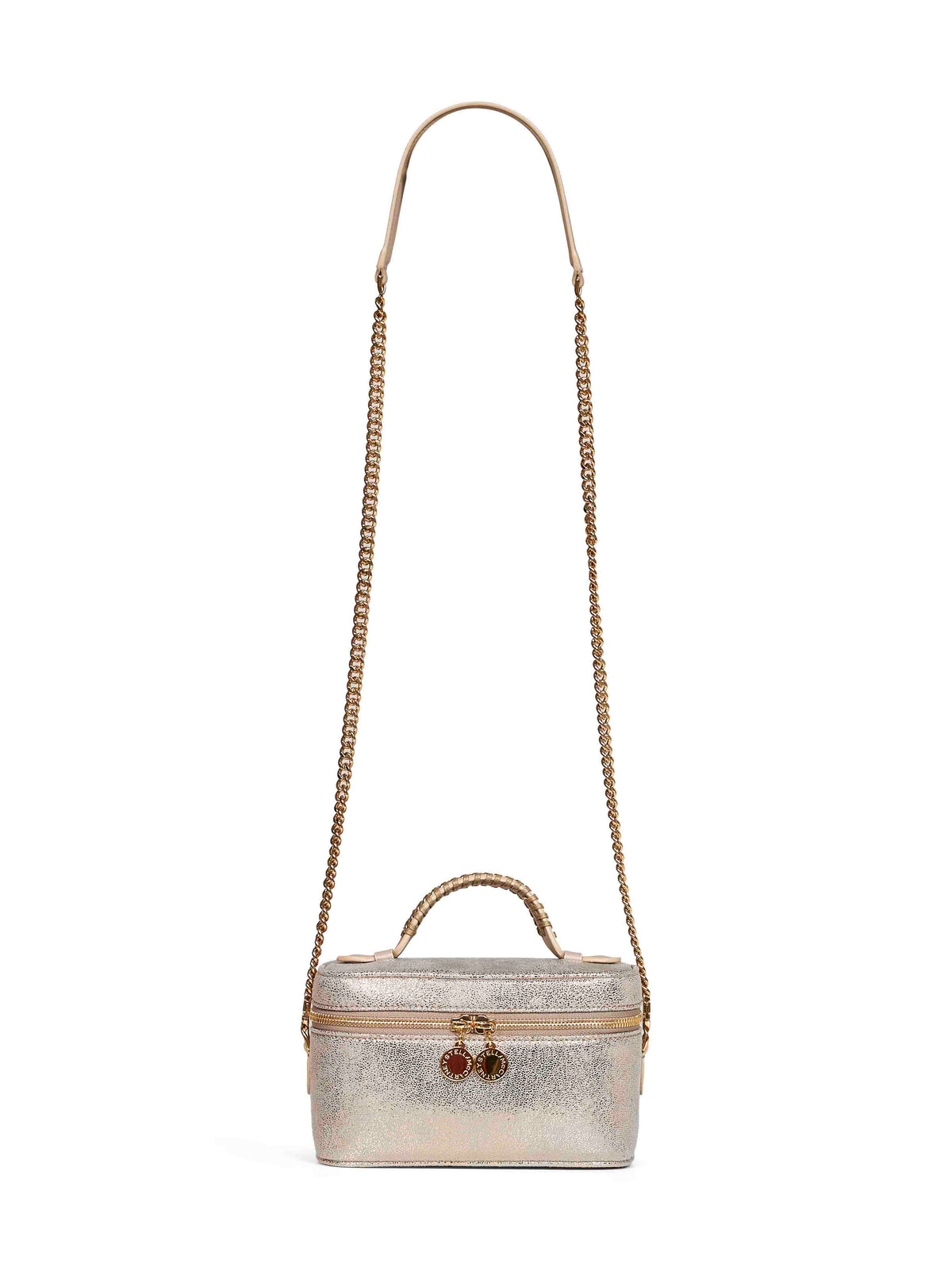 Stella Mccartney Women Gold Metallic-Finish Mini Falabella Vanity Bag<Br/>