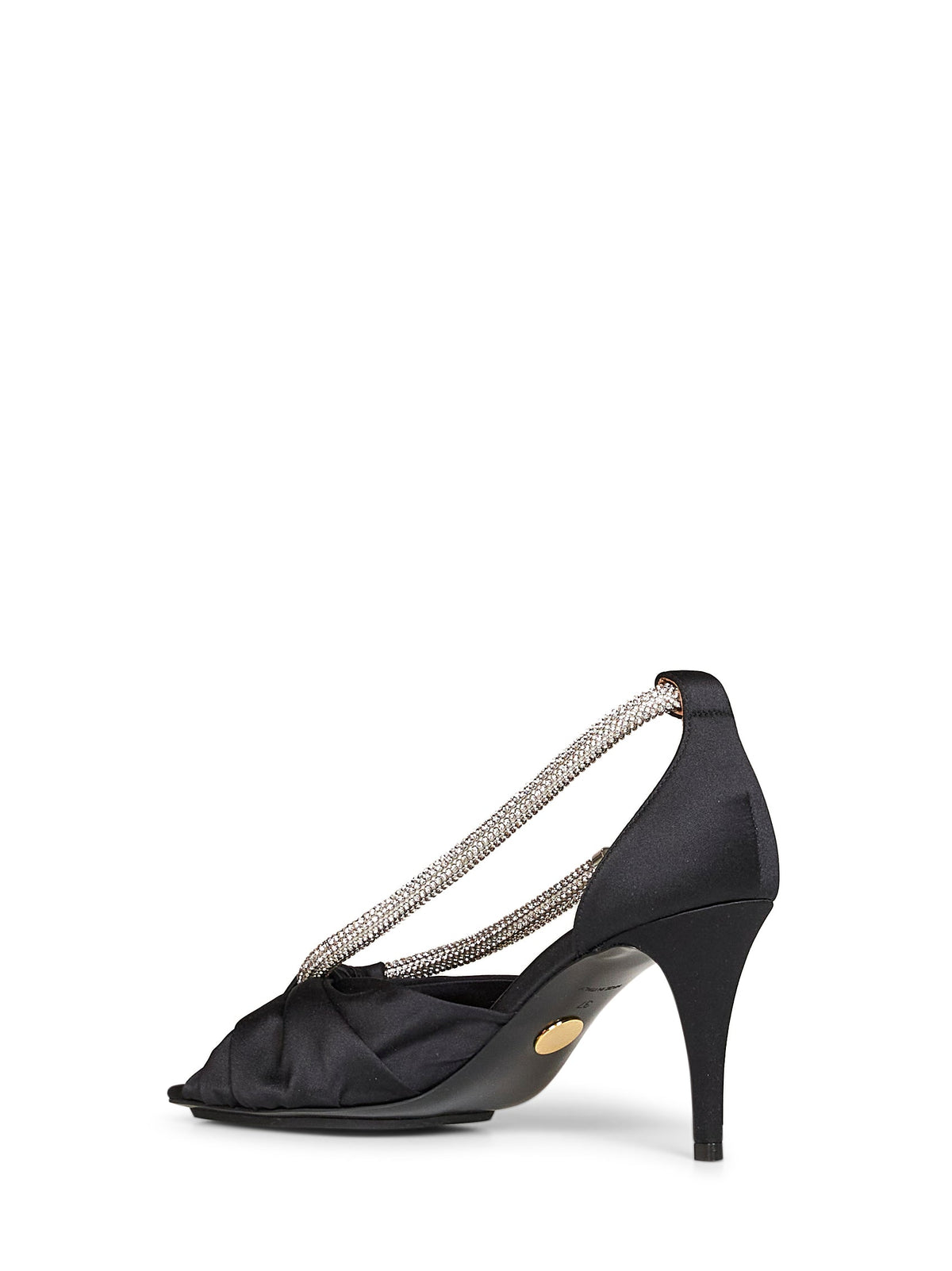 Stella Mccartney Women Black Satin Knotted Sandals With Crystals