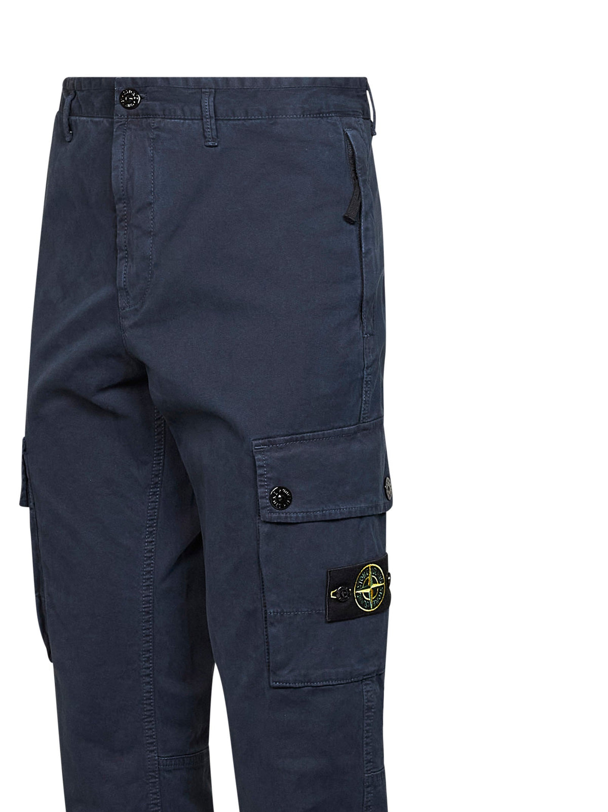 Stone Island Men Blue Organic Stretch Broken Twill Cargo Trousers