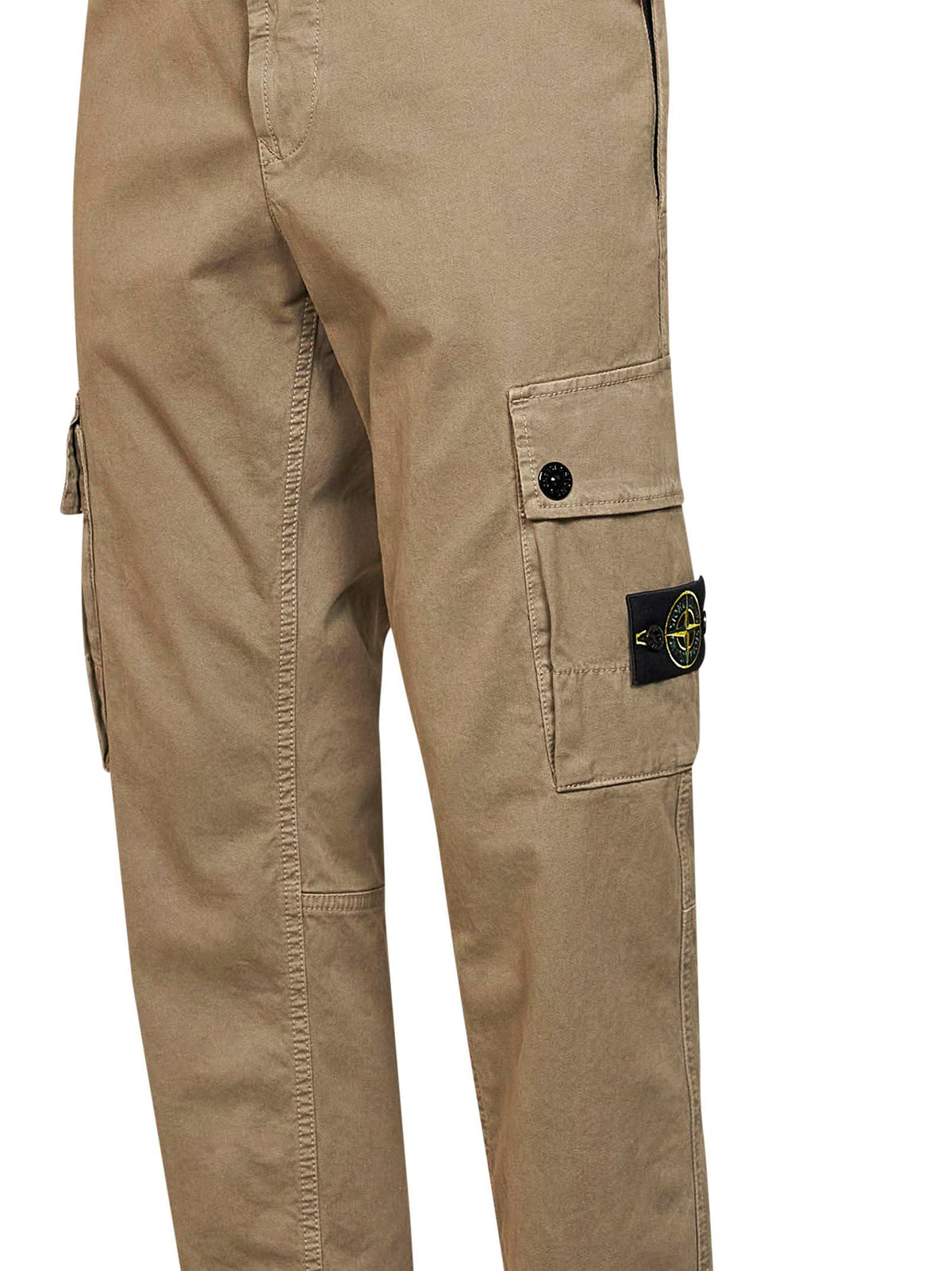 Stone Island Men Military Green Organic Stretch Broken Twill Cargo Trousers