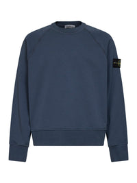 Stone Island Men Slate Blue Cotton Crewneck Sweatshirt