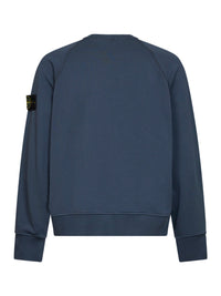 Stone Island Men Slate Blue Cotton Crewneck Sweatshirt