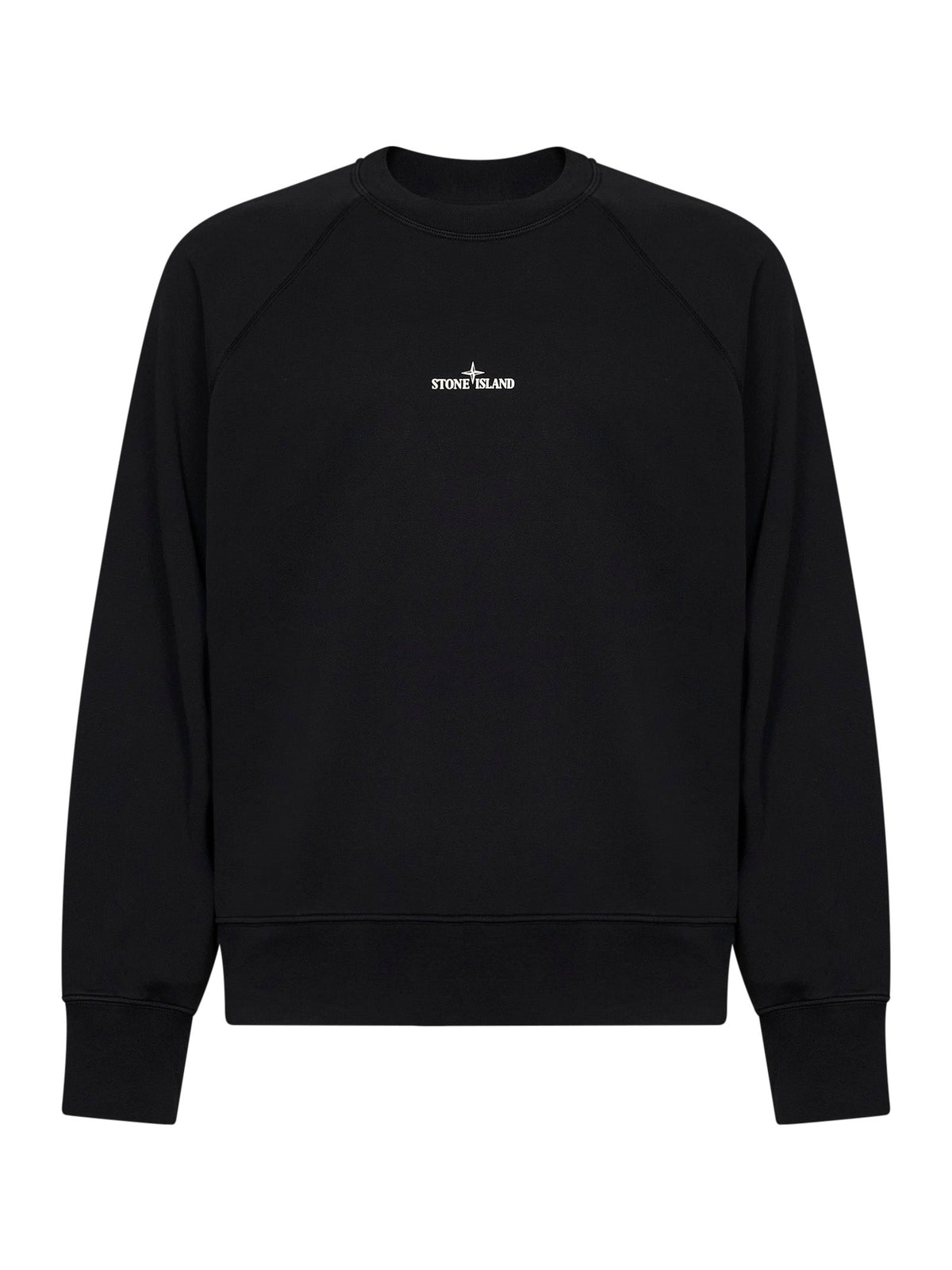 Stone Island Men Black Cotton Crewneck Sweatshirt With Compass Print