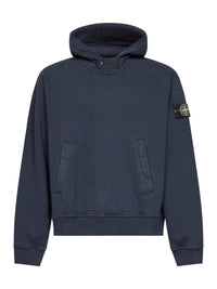 Stone Island Men Blue Organic Cotton Hoodie
