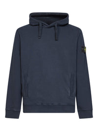 Stone Island Men Blue Stretch Organic Cotton Hoodie