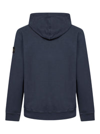 Stone Island Men Blue Stretch Organic Cotton Hoodie
