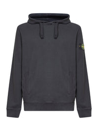 Stone Island Men Black Stretch Organic Cotton Hoodie