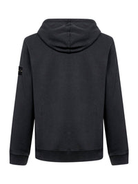 Stone Island Men Black Stretch Organic Cotton Hoodie
