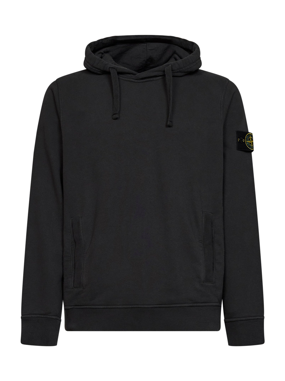Stone Island Men Lead Grey Stretch Organic Cotton Hoodie