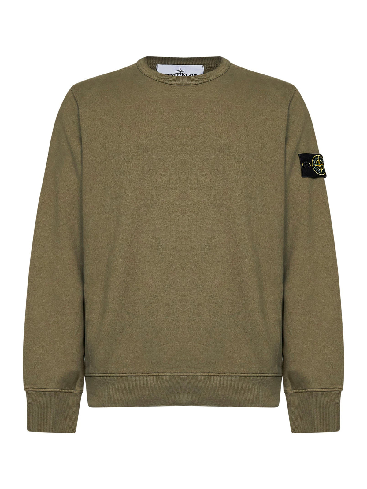 Stone Island Men Military Green Organic Stretch Cotton Crewneck Sweatshirt