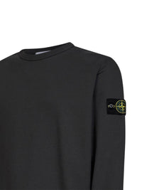 Stone Island Men Lead Grey Organic Stretch Cotton Crewneck Sweatshirt