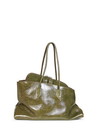 The Attico Women Olive Brown "La Passeggiata Medium" Top Handle Bag
