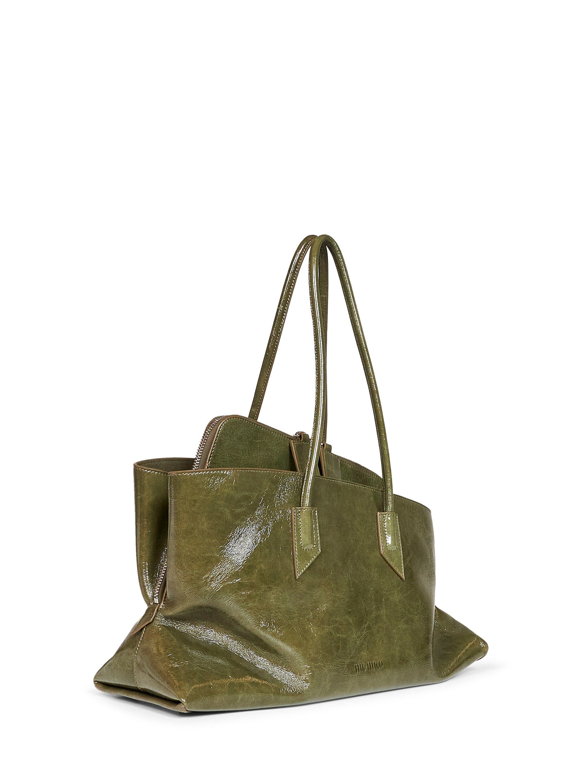The Attico Women Olive Brown "La Passeggiata Medium" Top Handle Bag