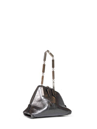 The Attico Women Dark Grey "La Scala" Clutch With Shoulder Strap