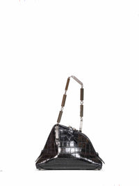The Attico Women Black "La Scala" Clutch With Shoulder Strap