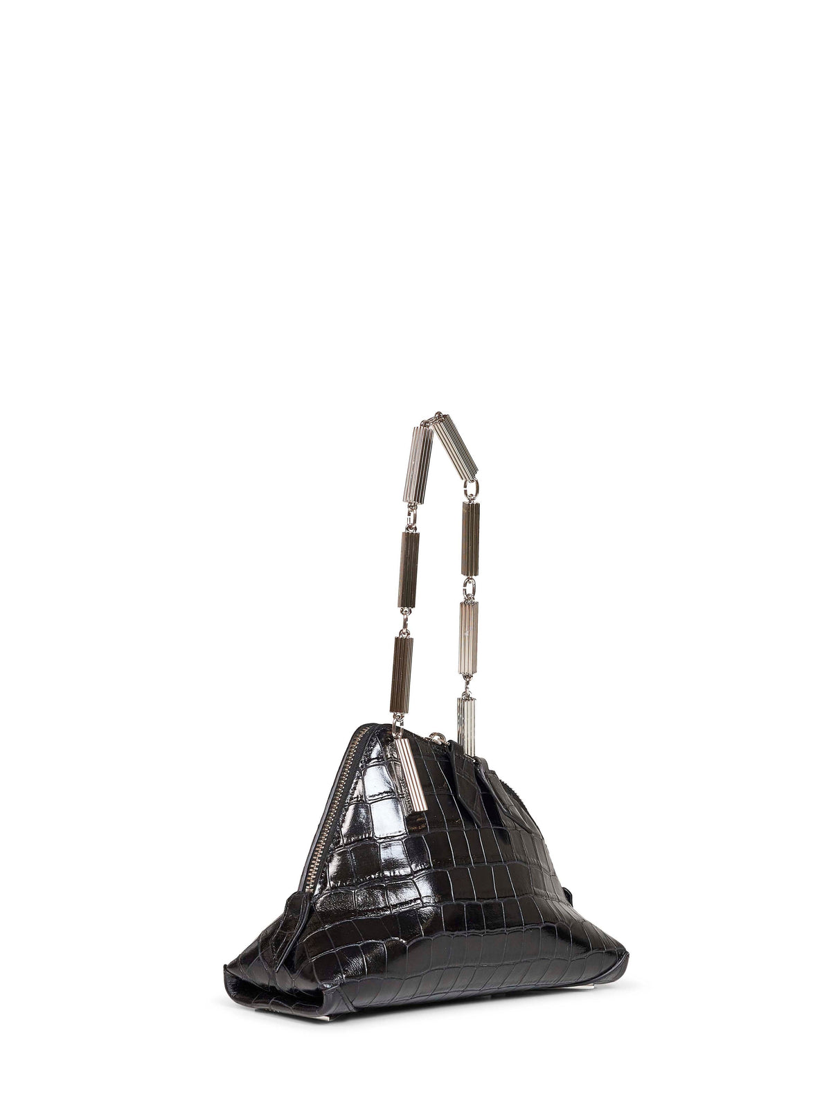 The Attico Women Black "La Scala" Clutch With Shoulder Strap