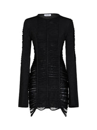 The Attico Women Black Fringed Viscose Knit Mini Dress