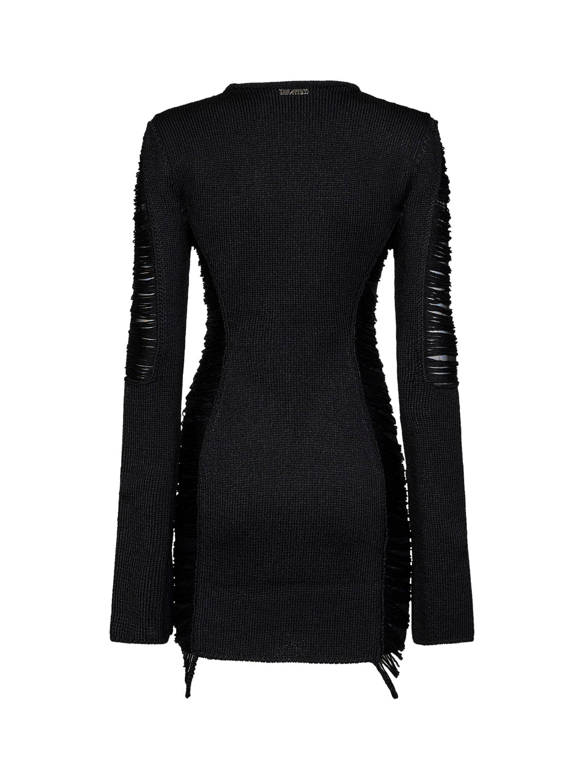 The Attico Women Black Fringed Viscose Knit Mini Dress
