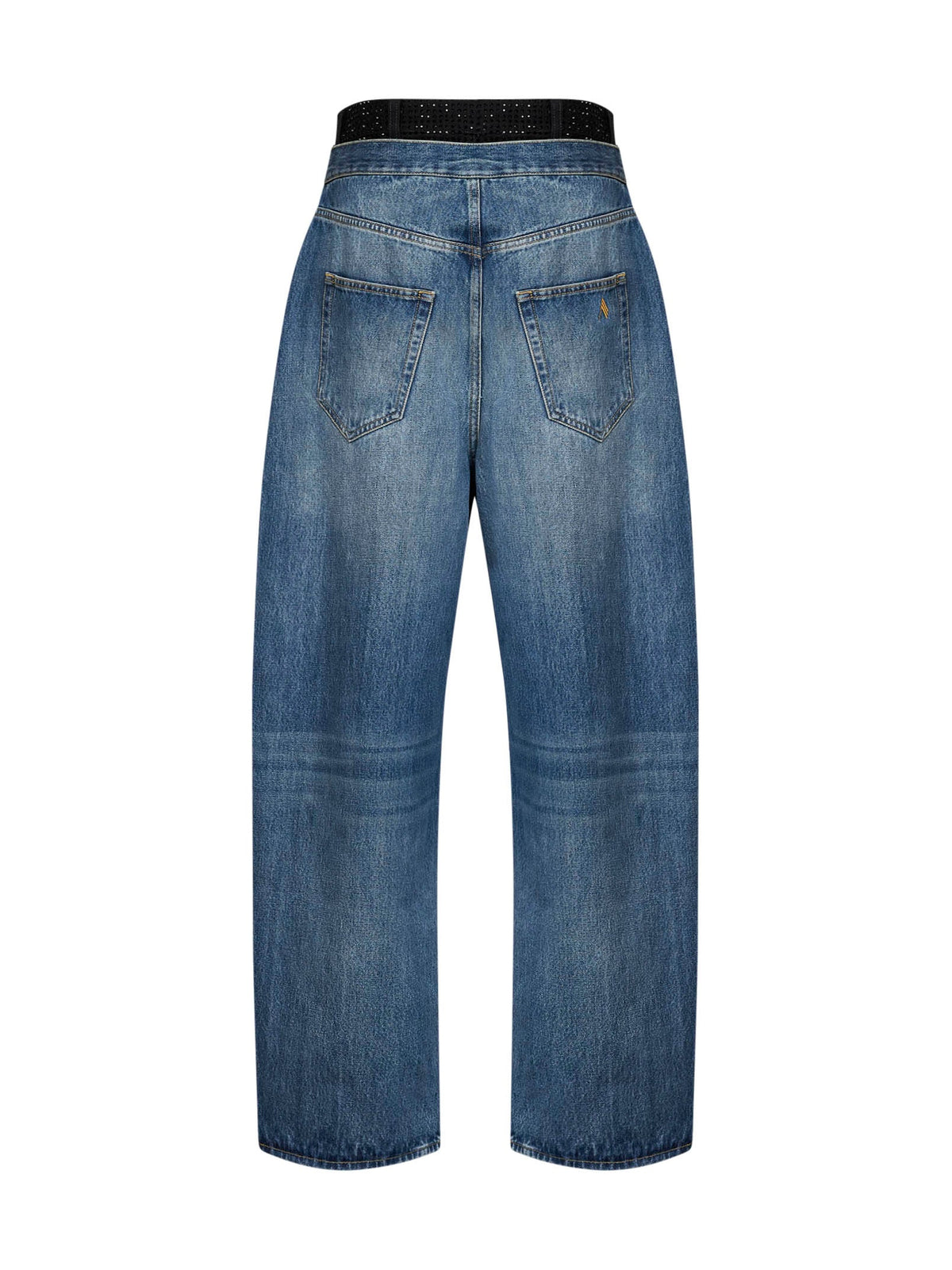 The Attico Women Blue Cotton Denim Double Waistband Jeans