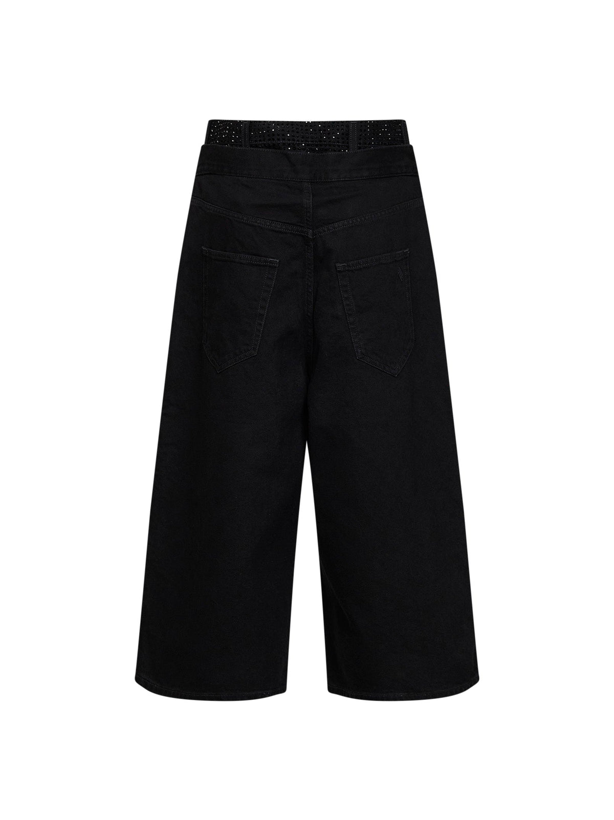 The Attico Women Black Cotton Denim Double Waistband Cropped Jeans