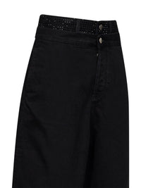 The Attico Women Black Cotton Denim Double Waistband Cropped Jeans