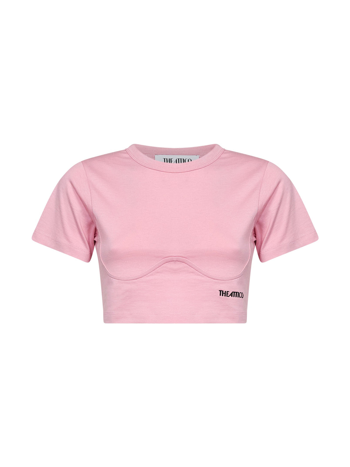 The Attico Women Light Pink Cotton Jersey Cropped T-Shirt<Br/>