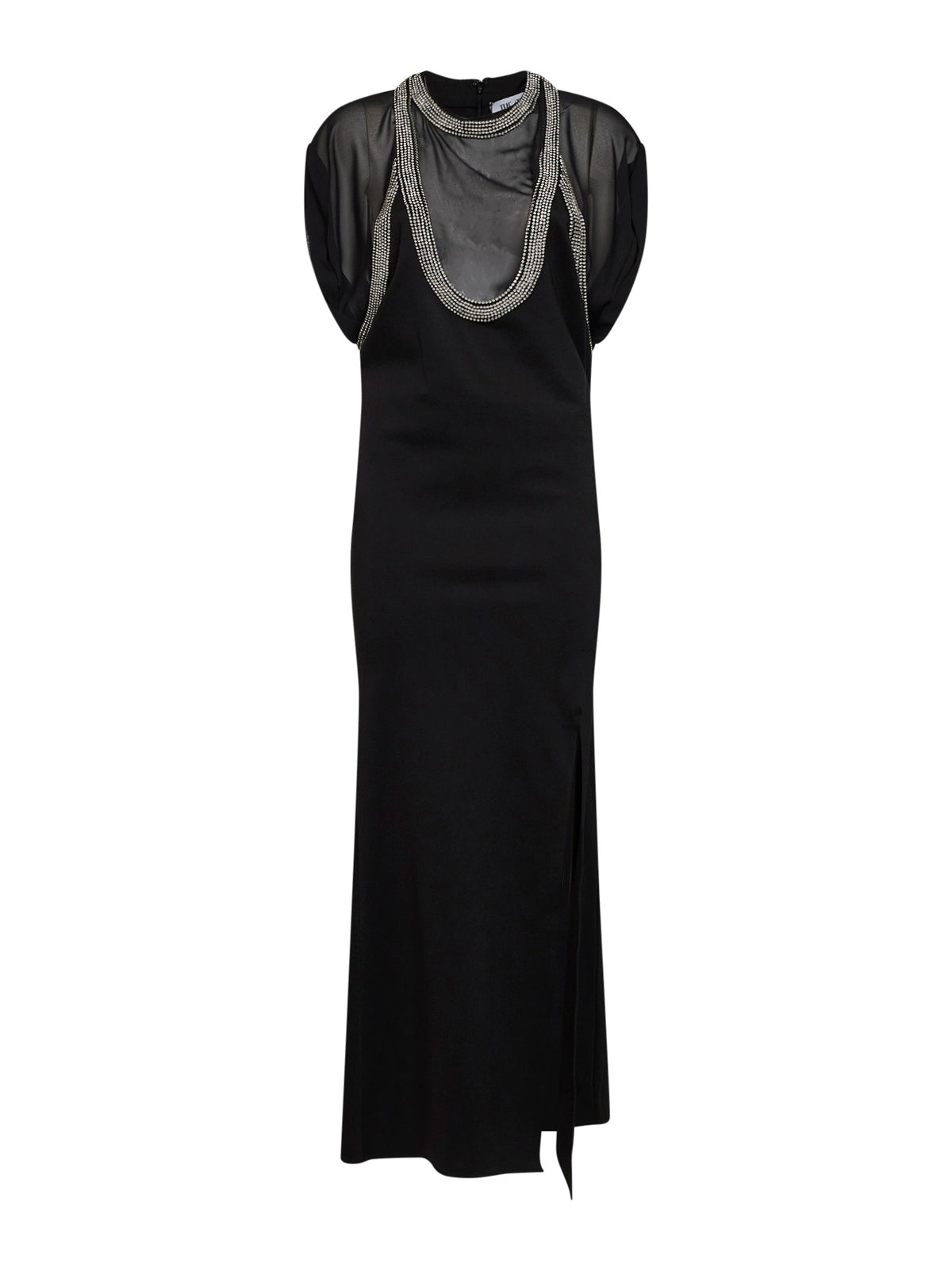 The Attico Women Black Stretch Crepe Layered-Effect Maxi Dress