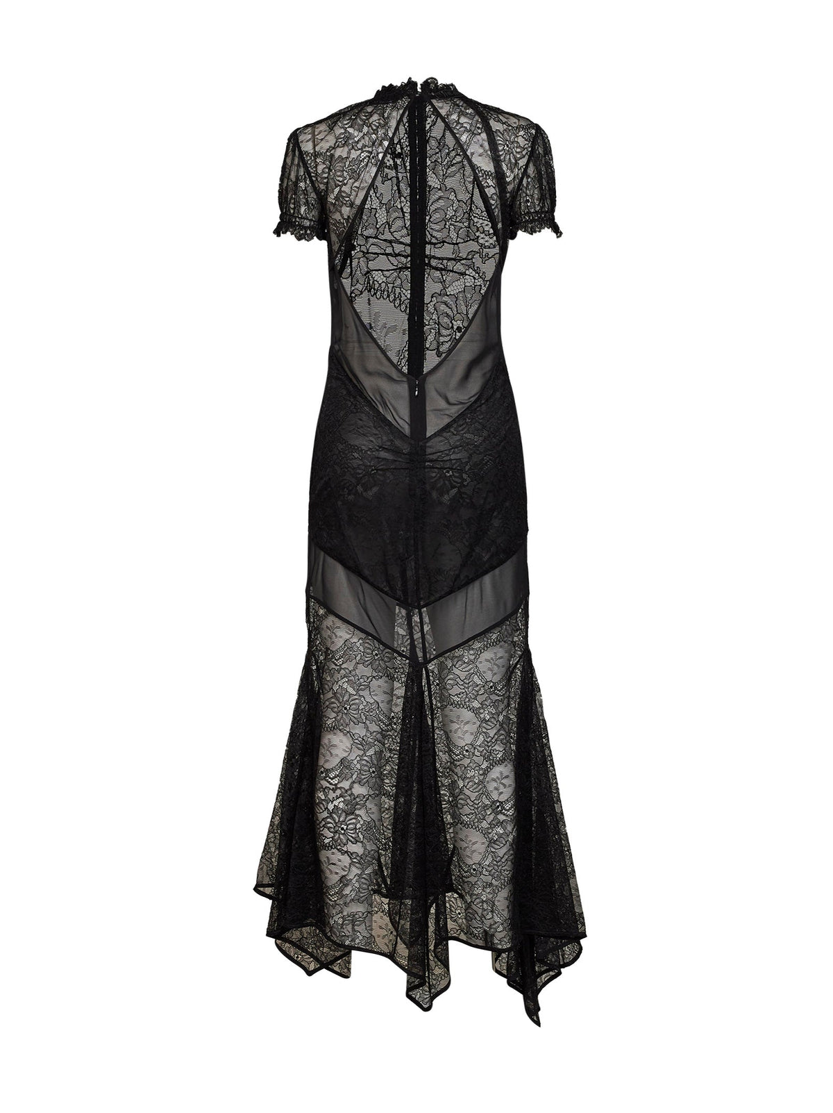 The Attico Women Black Lace Asymmetric Maxi Dress