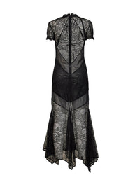 The Attico Women Black Lace Asymmetric Maxi Dress