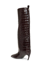 The Attico Women Dark Brown Croco-Printed Leather "Lea" High Boots