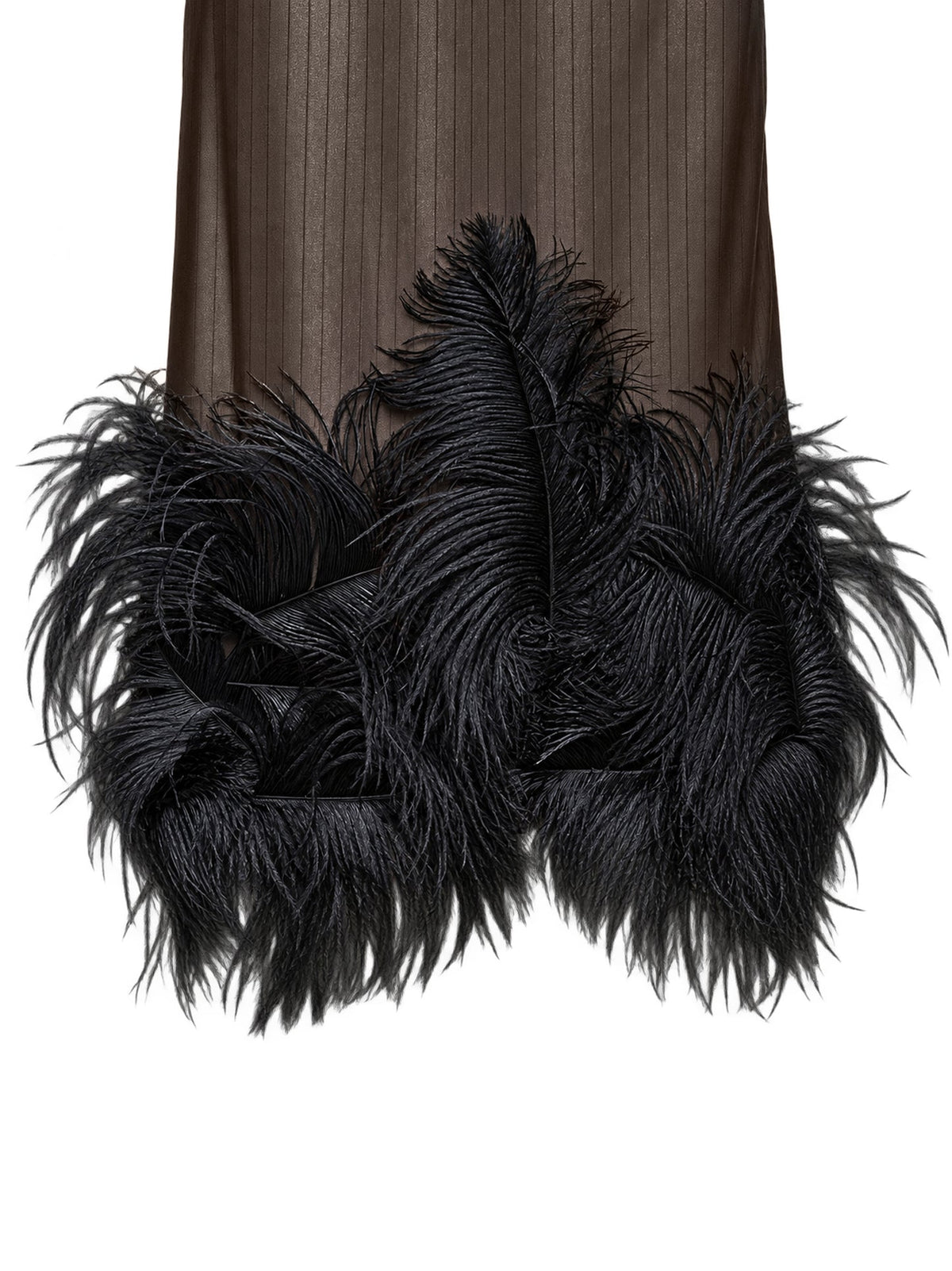 The Attico Women Black Organza And Striped Poplin "Superattico10" Layered Midi Skirt With Feathers