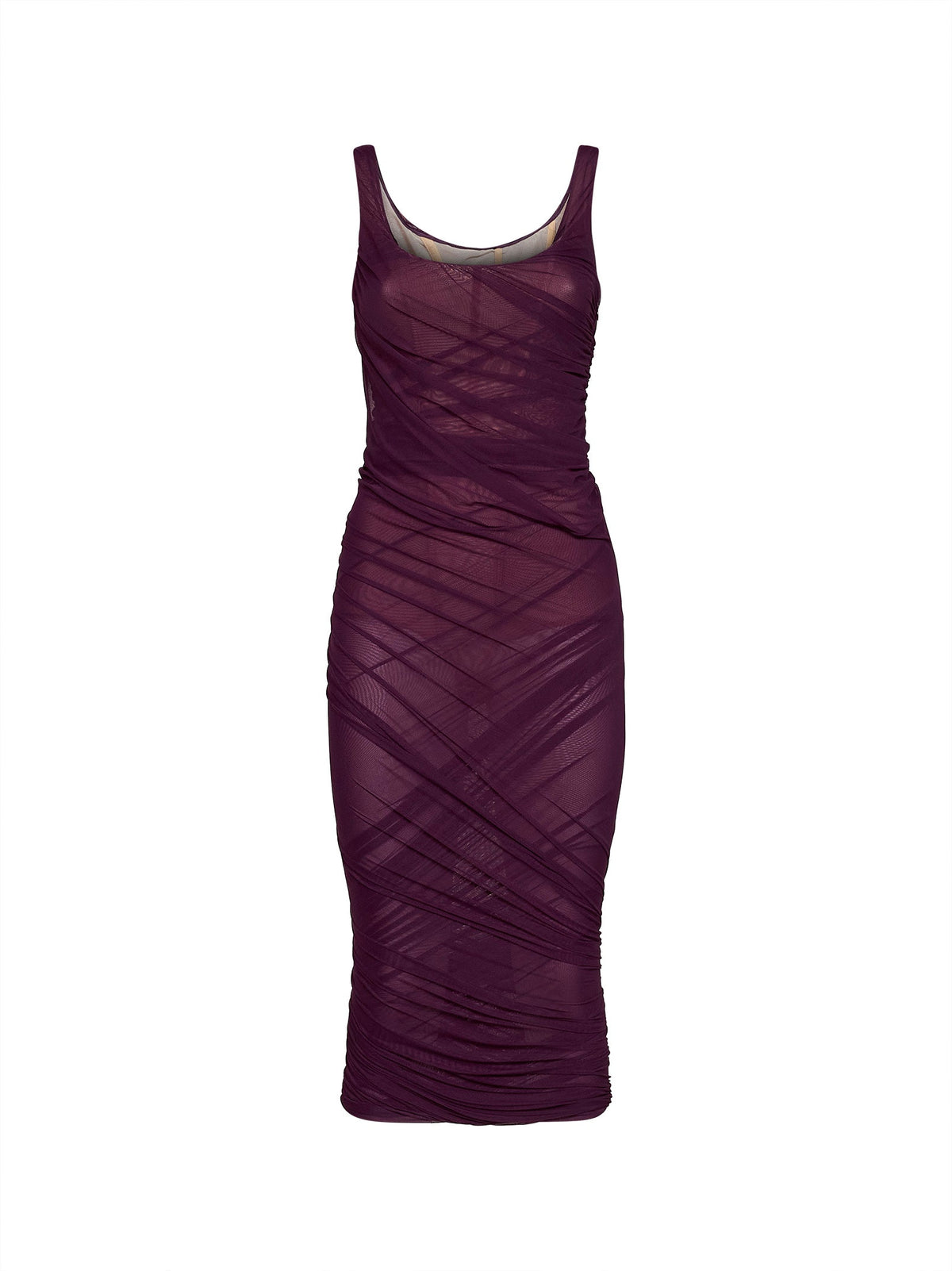 The Attico Women Plum Tulle "Superattico10" Draped Midi/Long Dress